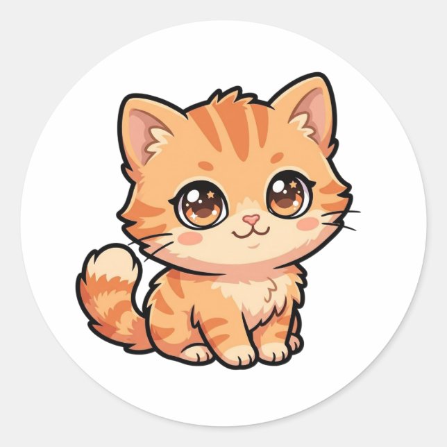 Cute Baby Orange Tabby Kitten Classic Sticker (Front)