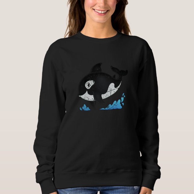Cute Baby Orca Whale Sea Animal Cool Ocean Orcas M Sweatshirt (Front)