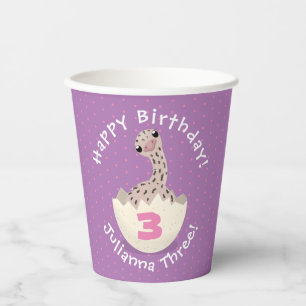 Cute baby ostrich in egg cartoon illustration paper cups