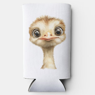 Cute Baby Ostrich Whimsical Safari Nursery Seltzer Can Cooler