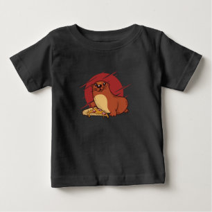 Cute Baby Otter Eating Yummy Pizza Design T-Shirt