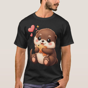 Cute Baby Otter Holding Fish T-Shirt