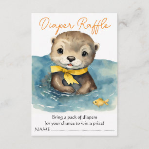 Cute Baby Otter Neutral Baby Shower Diaper Raffle Enclosure Card