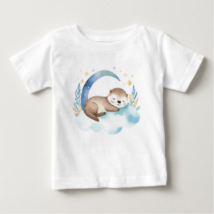 Cute Baby Otter on the Moon – Baby T-Shirt