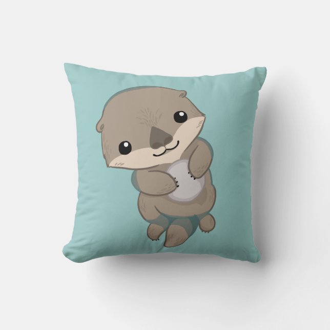 Cute Baby Otter Pup Cushion (Front)