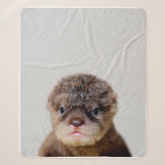 cute baby otter sherpa blanket (Front)