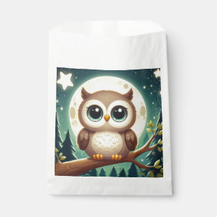 Cute baby owl at night with moon favour bags