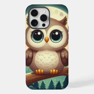Cute baby owl at night with moon iPhone 15 pro max case