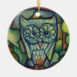 Cute Baby Owl Ceramic Tree Decoration