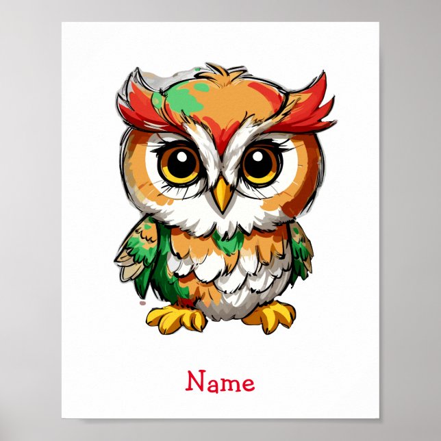 Cute Baby Owl Custom Name  Poster (Front)