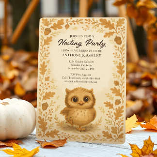 Cute Baby Owl Fall Shower Woodland Nesting Party Invitation