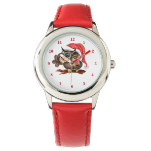 Cute Baby Owl In Christmas Hat and Gift - Cartoon  Watch