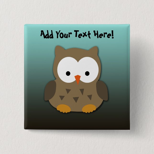 Cute Baby Owl Personalised 15 Cm Square Badge (Front)