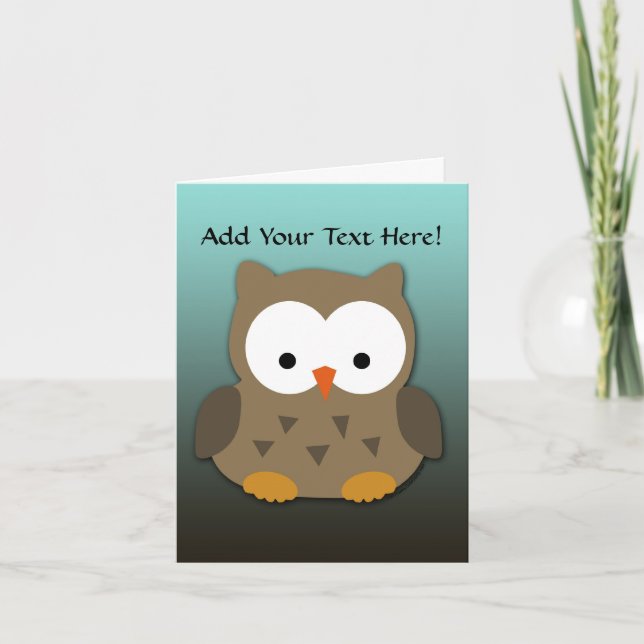 Cute Baby Owl Personalised Card (Front)
