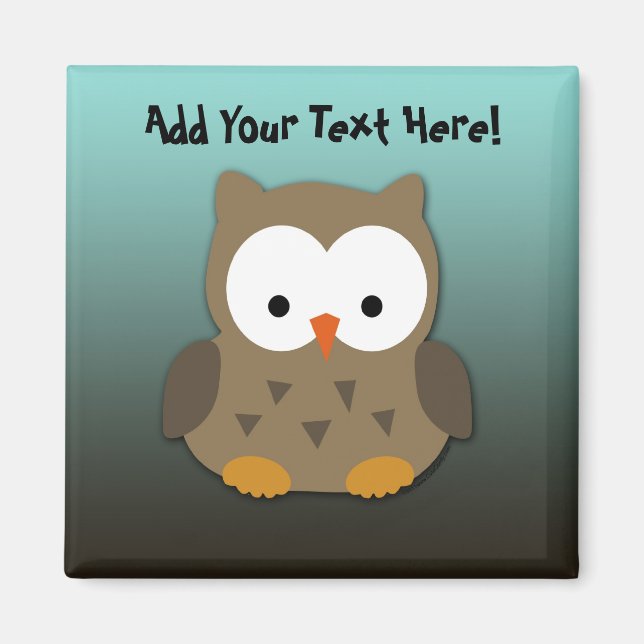 Cute Baby Owl Personalised Magnet (Front)