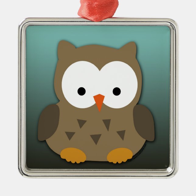 Cute Baby Owl Personalised Metal Tree Decoration (Front)