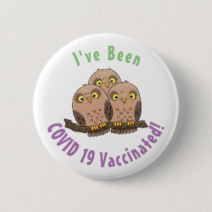 Cute baby owl trio cartoon illustration 6 cm round badge