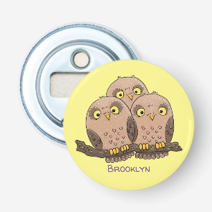 Cute baby owl trio cartoon illustration bottle opener