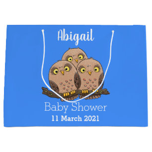 Cute baby owl trio cartoon illustration large gift bag