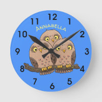 Cute baby owl trio cartoon illustration