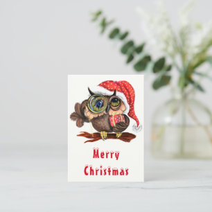 Cute Baby Owl with Gift Christmas Card