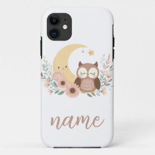 Cute baby owl with moon Case-Mate iPhone case