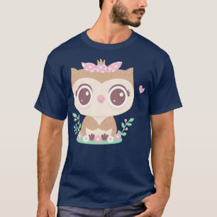 Cute Baby Owl With Pink Bow T-Shirt