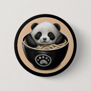 Cute Baby Panda Bear Bathing In A Bowl Of Ramen 6 Cm Round Badge
