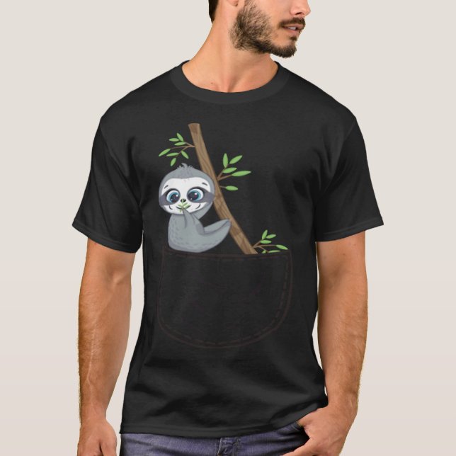 Cute Baby Panda Bear In Pocket Outfit For Cool Pan T-Shirt (Front)