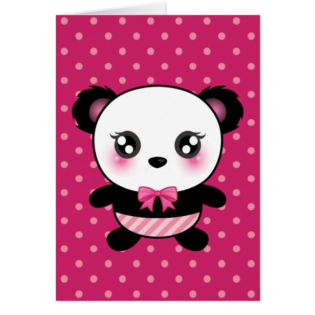 Cute Baby Panda Bear Pink Polka Dots Pattern (Front)