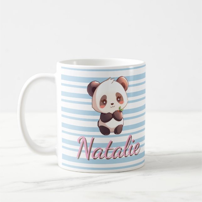 Cute Baby Panda Custom Name Coffee Mug (Left)
