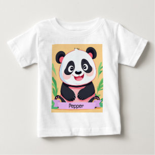 Cute Baby Panda Custom Name T-Shirt