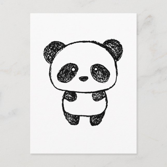 Cute Baby Panda Drawn in Charcoal #3 Postcard (Front)