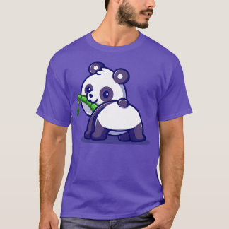 Cute Baby Panda Eating Bamboo Cartoon T-Shirt