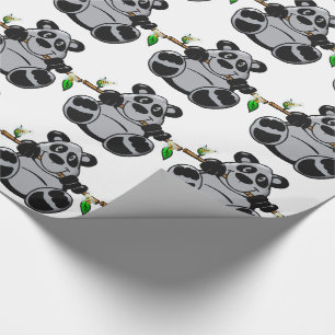 Cute Baby Panda Eating Bamboo Wrapping Paper