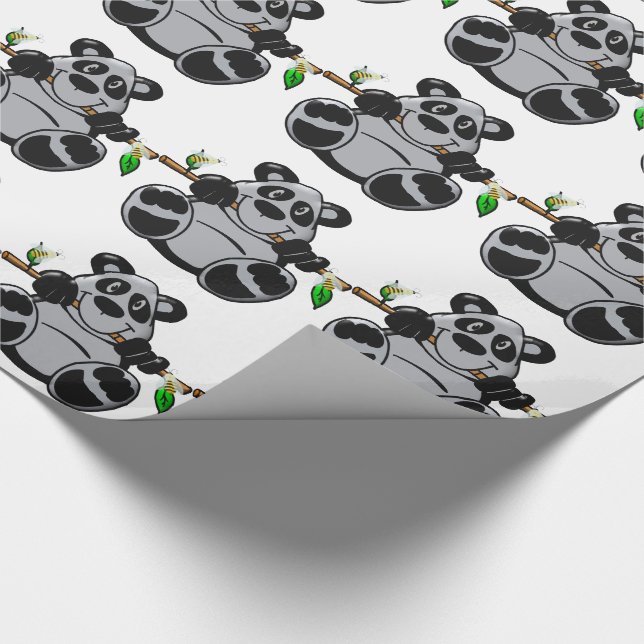 Cute Baby Panda Eating Bamboo Wrapping Paper (Corner)