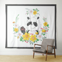 Cute baby panda floral wreath