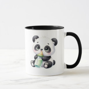 Cute Baby Panda Holding Bamboo Coffee Mug   Adorab