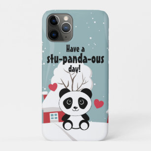 Cute Baby Panda In Winter Snow Grey Case-Mate iPhone Case