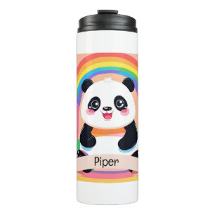 Cute Baby Panda Rainbow Thermal Tumbler