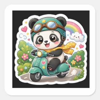 Cute Baby Panda Reading Book Sticker