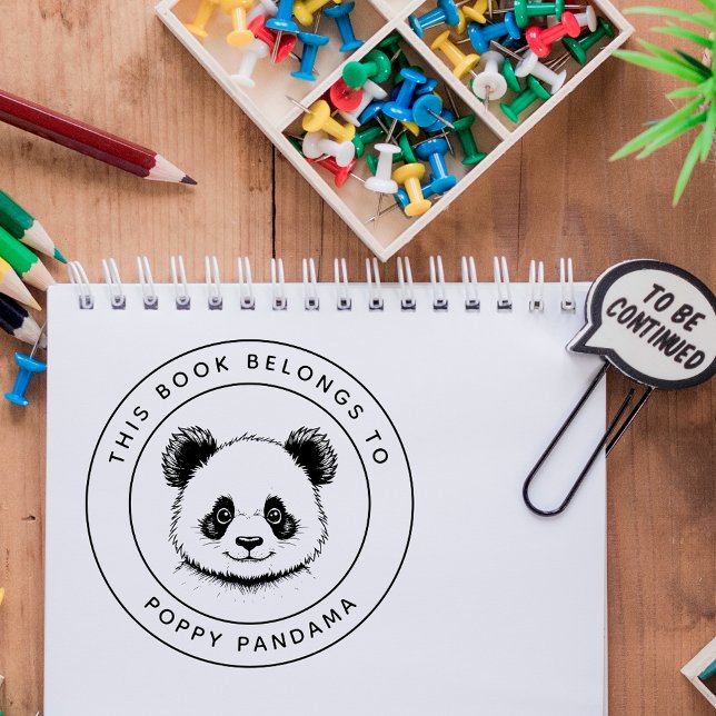 Cute Baby Panda This Book Belongs To Kid's Name Rubber Stamp (Creator Uploaded)