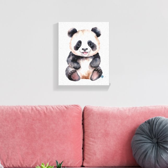 Cute baby panda watercolor canvas print (Insitu(LivingRoom))