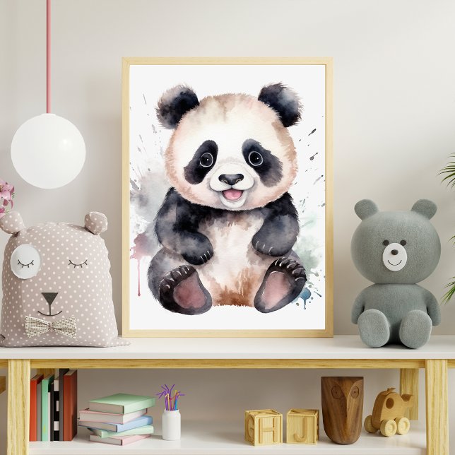 Cute baby panda watercolor poster (Creator Uploaded)
