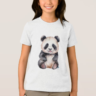 Cute baby panda watercolor Tri-Blend shirt