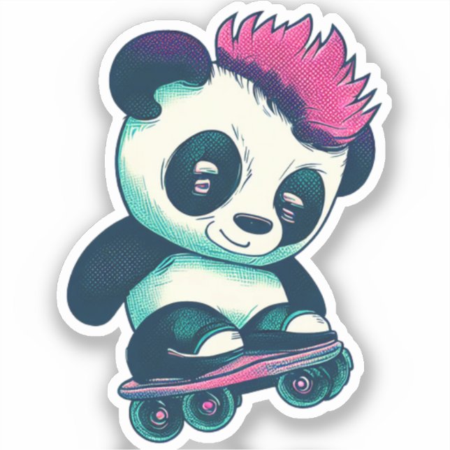 Cute Baby Panda with mohawk | Skater Panda (Front)