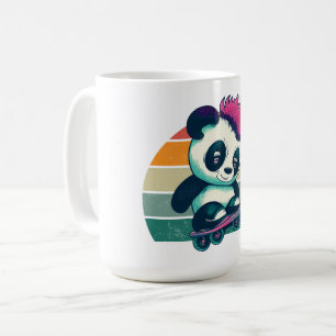Cute Baby Panda with mohawk Skater Panda Coffee Mug