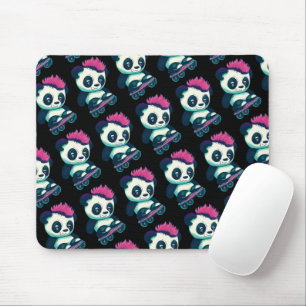 Cute Baby Panda with mohawk   Skater Panda Mouse Pad