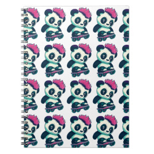 Cute Baby Panda with mohawk Skater Panda Notebook