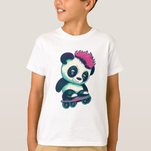 Cute Baby Panda with mohawk Skater Panda T-Shirt